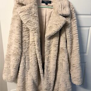 Kenneth Cole Plush Teddy Coat in Light Beige